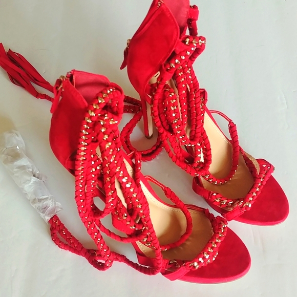 Just Fab 5" Heels W Ankle Wrap - Picture 2 of 8